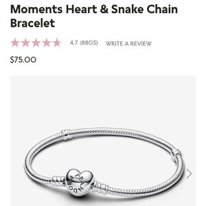 Pandora Moments Heart & Snake Chain Bracelet